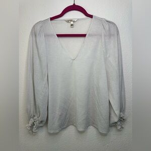 Banana Republic White V-Neck Blouse